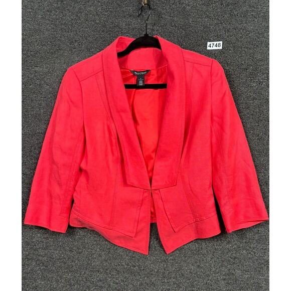 White House Black Market Blazer Jacket Womens Size 8 Red Linen Blend Career - Picture 1 of 9
